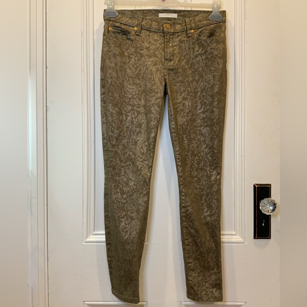 7 For All Mankind Bronze Colored Jeans with Unique Pattern. Size - 27